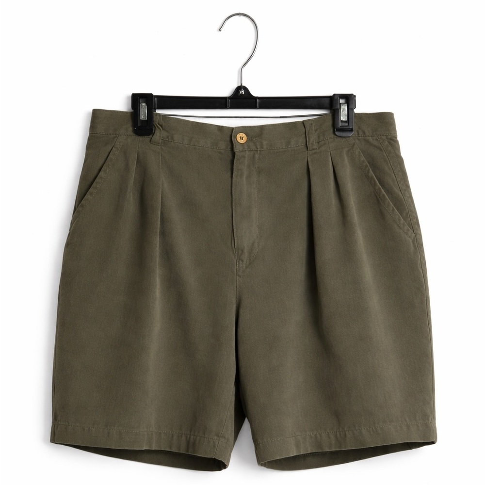 Tommy Bahama Vintage Men's Size 34 Army Green Relaxed Fit Pleated Front Shorts